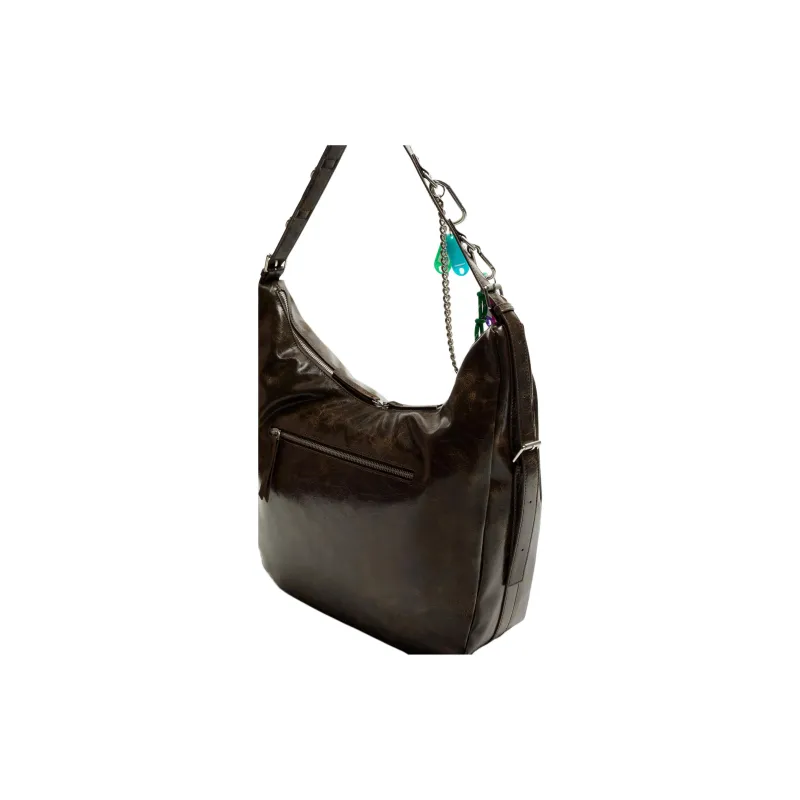 ZARA PU Hobo Bag Shoulder Bag Men's Brown-2
