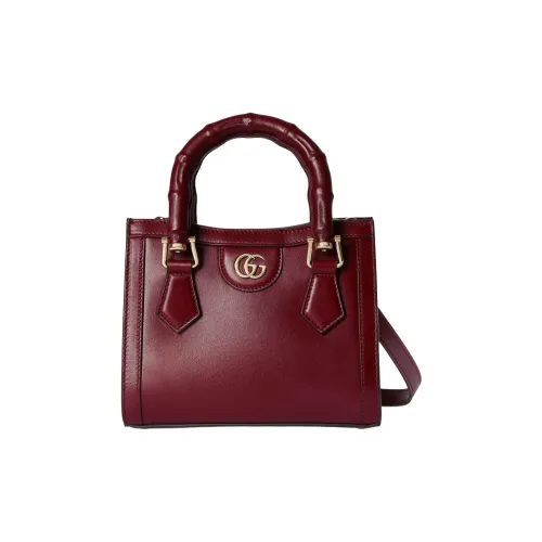 GUCCI Diana Soft Leather Tote Bag Shopping Bag Shoulder Bag Crossbody Bag Handbag Mini Women's Deep Red