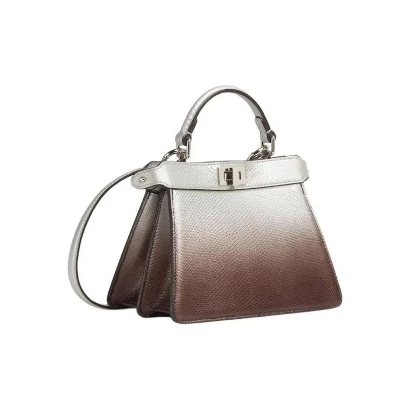 FENDI Peekaboo ISeeU Leather Shoulder Bag, Crossbody Bag, Handbag Women's Gray-1