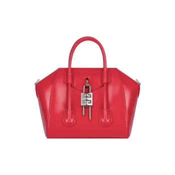 Givenchy Antigona Lock Calfskin Leather One Shoulder Handbag Mini Women's Red
