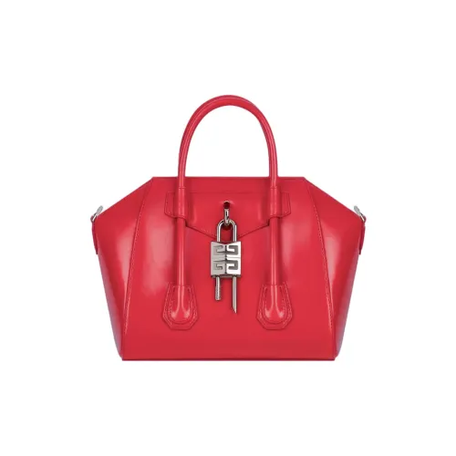 Givenchy Antigona Lock Calfskin Leather One Shoulder Handbag Mini Women's Red