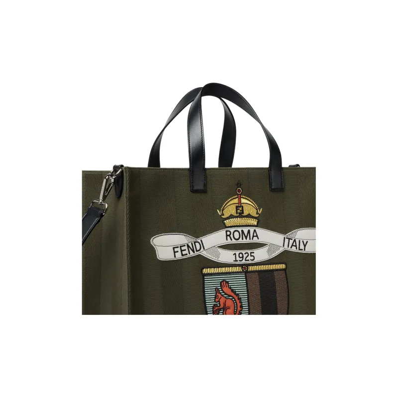 FENDI Cotton Tote Bag, Shopping Bag, Shoulder Bag, Crossbody Bag, Handbag Men's Dark Green-4