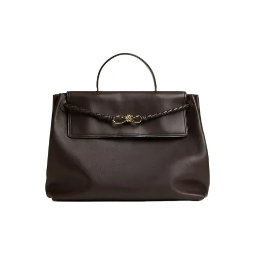 Bottega Veneta Cow Leather One Shoulder Handbag Large Size Unisex Chocolate Brown