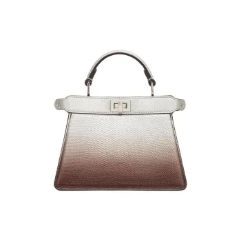 FENDI Peekaboo ISeeU Leather Shoulder Bag, Crossbody Bag, Handbag Women's Gray