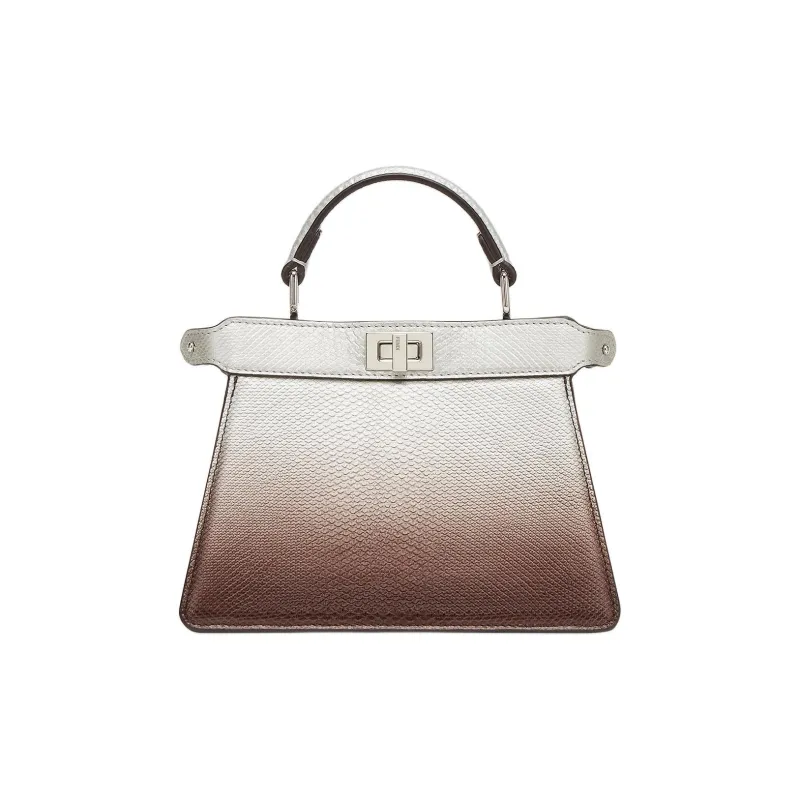 FENDI Peekaboo ISeeU Leather Shoulder Bag, Crossbody Bag, Handbag Women's Gray-0