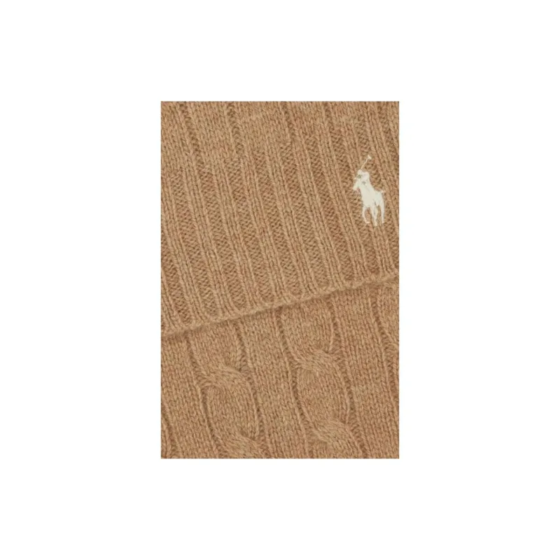 Polo Ralph Lauren Logo Embroidered Cable Knitted Scarf-3