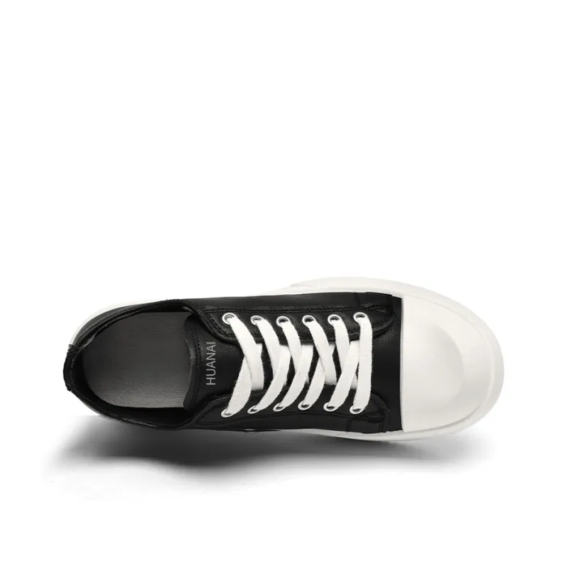 HUANAI Abrasion Resistant, Lightweight, And Breathable Low Top Skateboard Shoes Unisex Black-5