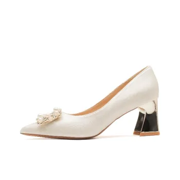 QITUMAUL Chunky Heel High Heels 6.5cm Women's Champagne