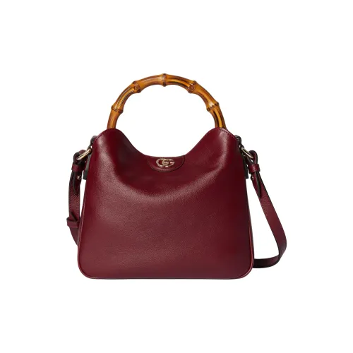 GUCCI Diana Soft Leather Bamboo Bag Shoulder Bag Crossbody Bag Handbag Small Size Women's Ancora Red