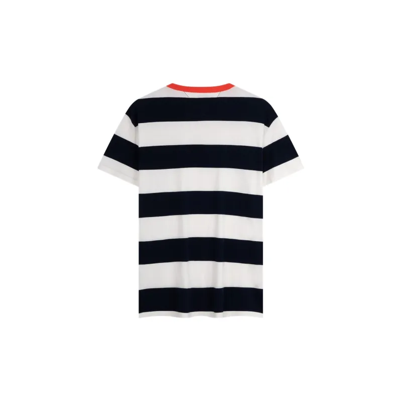 Tommy Hilfiger T Shirt Men's White Navy Blue Stripes-1