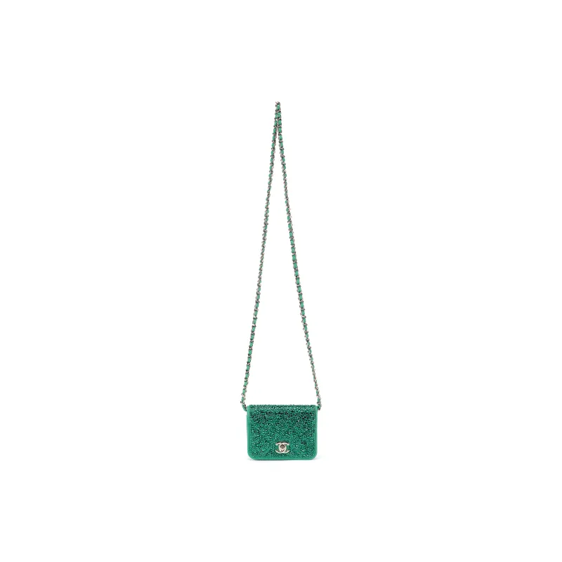 CHANEL 22A Early Autumn Sheepskin Crossbody Bag, Flap Bag Clutch Women's Green-0