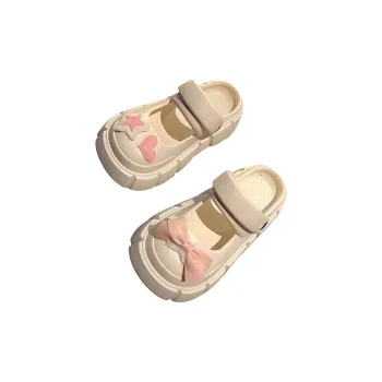 Yunpo Squashy And Bouncy Feeling Women's Summer Bowknot Closed Toe Slippers