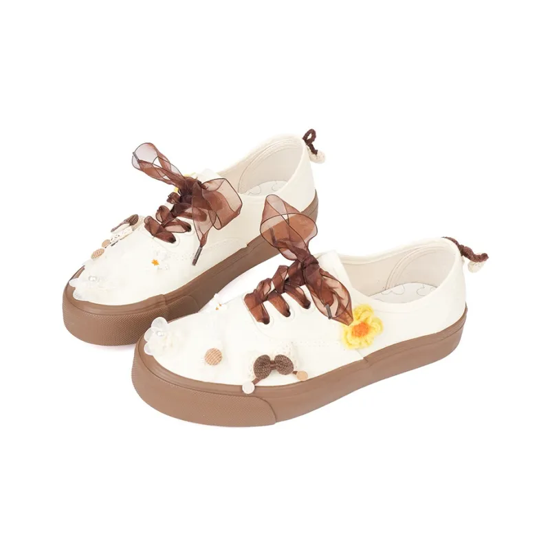 XIAOFAMIAO Anti-Slip And Wear-Resistant Breathable Low-Top Canvas Shoes Women's Ecru-2