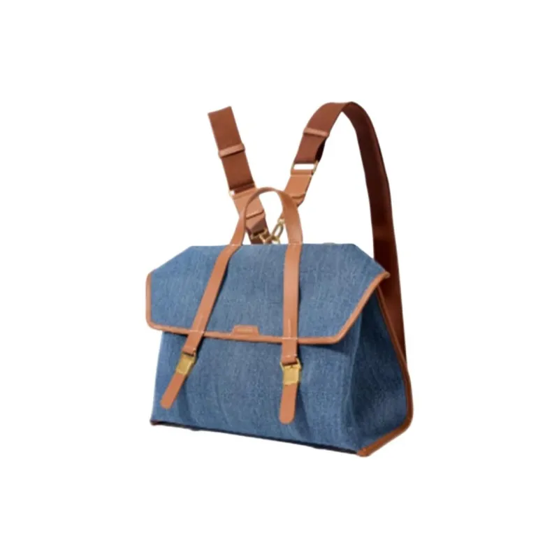 Songmont Canvas Backpack Trumpets Unisex Tea Brown/Denim Blue-1