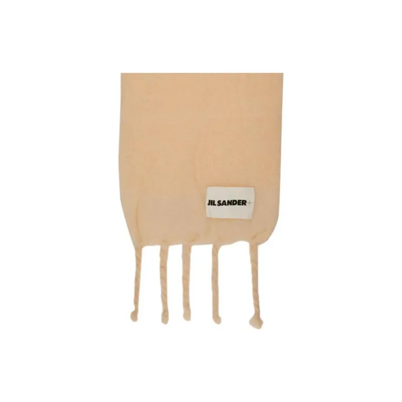 JIL SANDER + Logo Patch Fringed Scarf-3