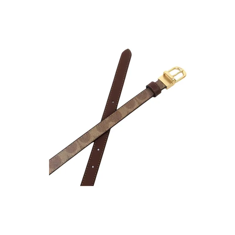 COACH Calfskin Leather Belts Women's Brown Width 1.8cm-3