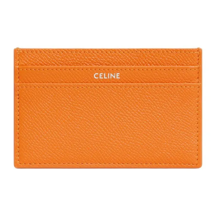 CELINE Cow Leather Card Holder Medium Size Men's Neon Orange-0