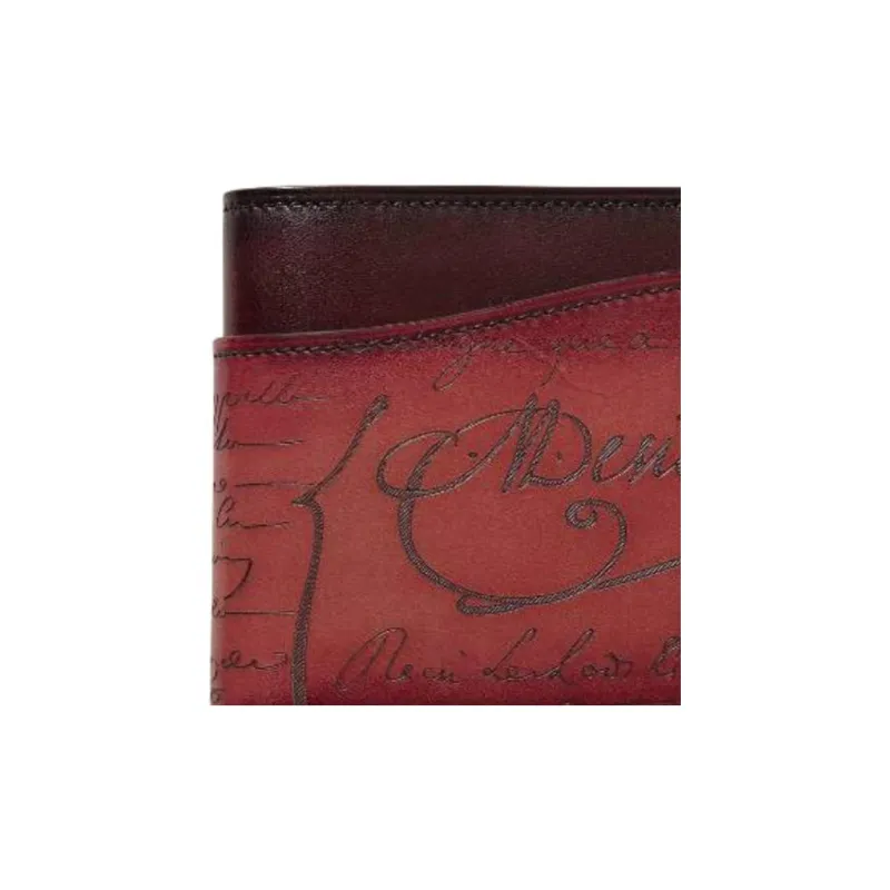 BERLUTI Calfskin Wallet Men's Burgundy Color-4
