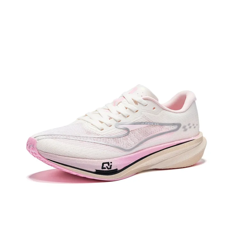 Erke Extreme Wind 3.0 Cushioning Height Increase With Rebound Low Top Training Running Shoes Women's White Pink Silver-2