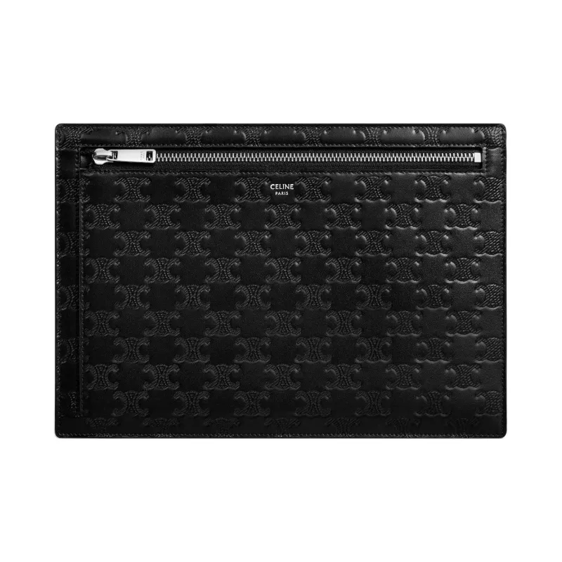 CELINE Calfskin Clutch Men's Black-1