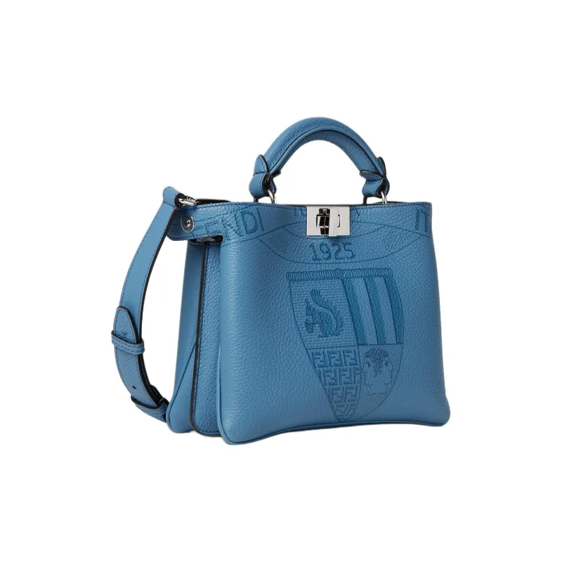 FENDI Calfskin Tote Bag, Shopping Bag, Shoulder Bag, Handbag Unisex Blue-2