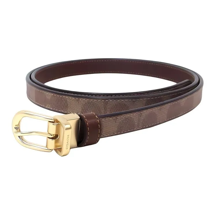 COACH Calfskin Leather Belts Women's Brown Width 1.8cm-2