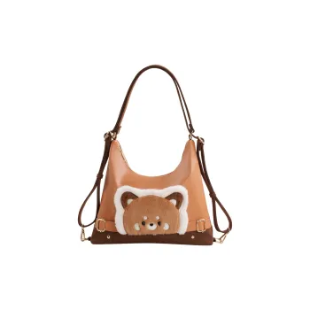 Holding Bamboo PU Shoulder Bag Unisex Brown