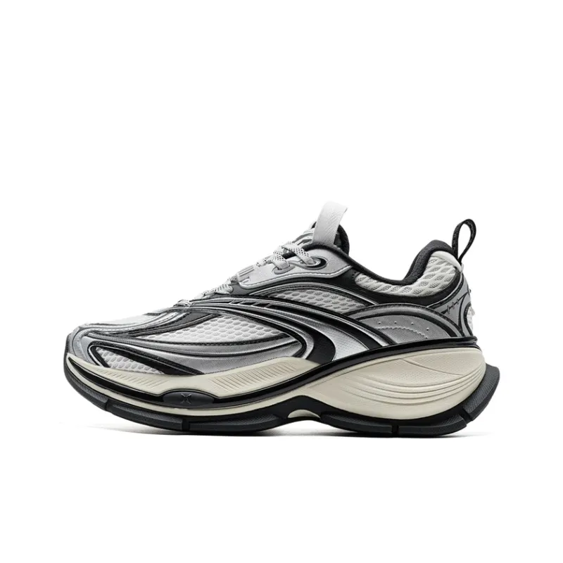 XTEP Basque 2 Abrasion Resistant Lightweight Rebound Low Top Casual Shoes Men's White Black Gray-0
