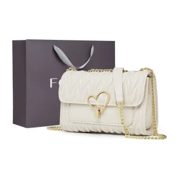FOXER Cow Leather Heart Lock Small Square Bag, Shoulder Bag Women's