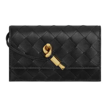 Bottega Veneta Andiamo Series Lambskin Card Holder Women's Black