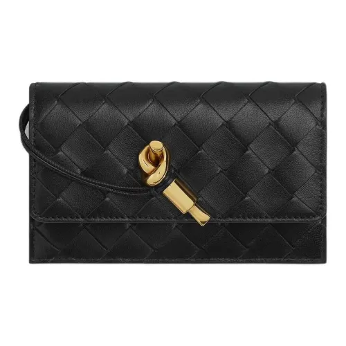 Bottega Veneta Andiamo Series Lambskin Card Holder Women's Black