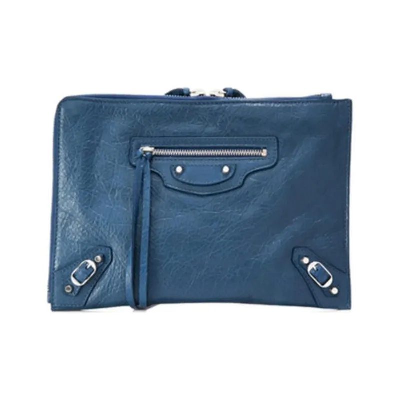 Balenciaga Leather Clutch Women's Blue-0