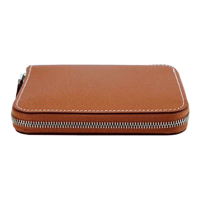 HERMES Silk'In Epsom Calfskin With Barénia Calfskin Wallet Regular Unisex Gold & Blackcurrant-3