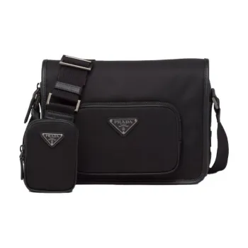 PRADA Saffiano Leather Shoulder Bag Crossbody Bag Men's Black