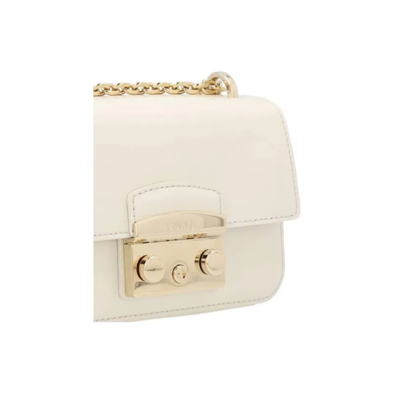 Furla Metropolis Collection Bright Calfskin Shoulder Bag, Crossbody Bag Mini Women's White-2