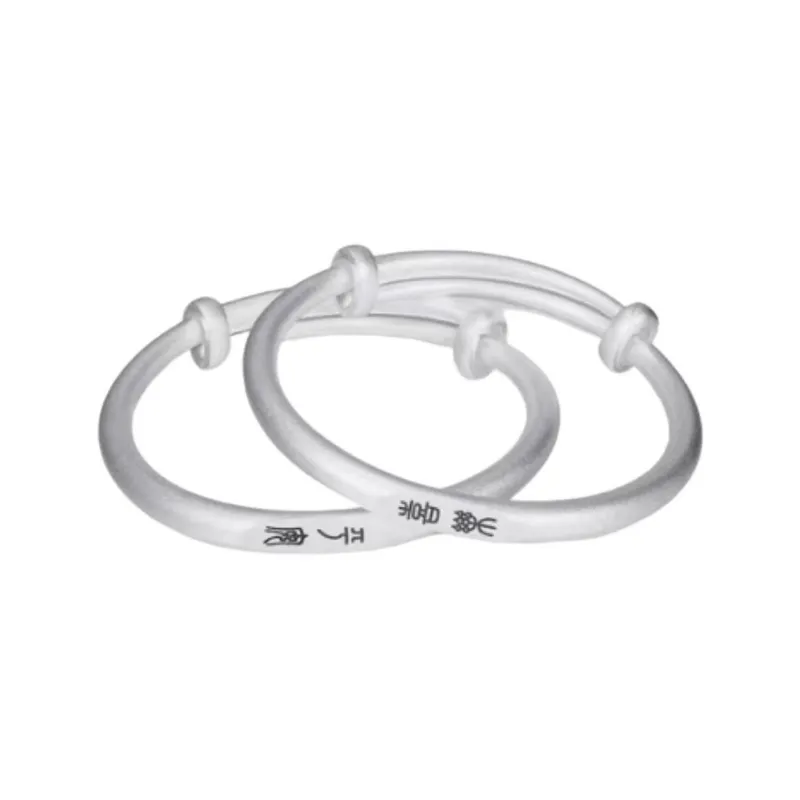 Kim Heng Hee S999 Fine Silver Traditional Style Minimalist Solid Sterling Silver Baby Full Moon Birthday Bangle Kids'-0