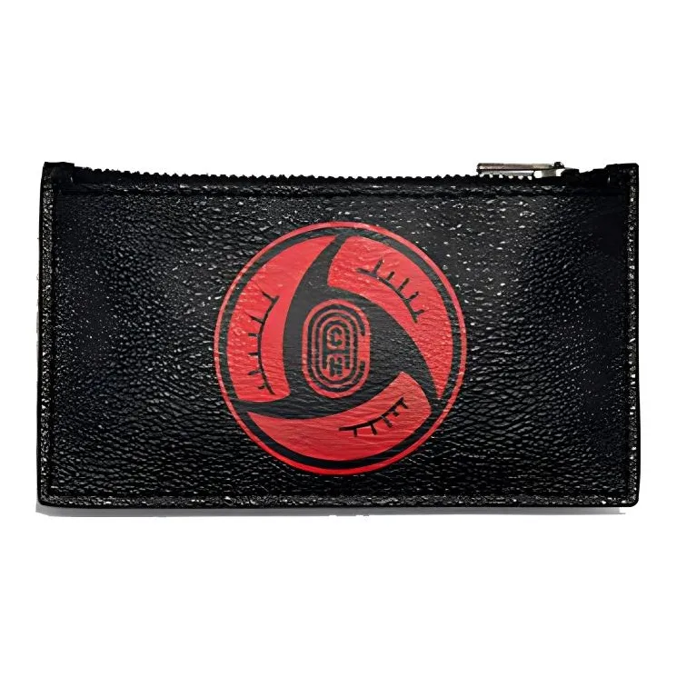 COACH MBJ X Naruto Collaboration Card Case Leather Wallet Card Holder Clutch Men's Black-0