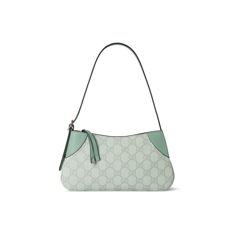 GUCCI GG Emblem Coated Fabric With Leather Binding Shoulder Bag Extra Mini Women's Gray Green-0