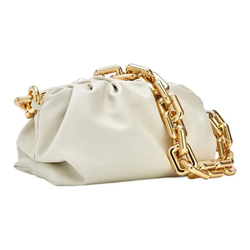 Bottega Veneta Calfskin One Shoulder Handbag Clutch Women's White-1