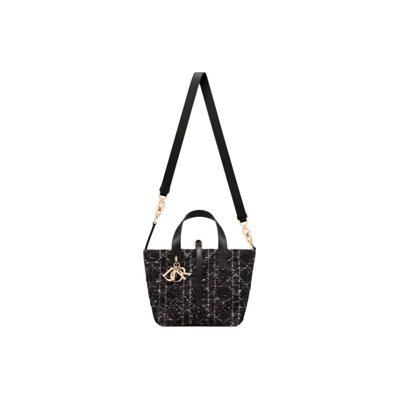 DIOR Toujours Cotton Shoulder Bag, Crossbody Bag, Handbag Small Size Women's Black-4