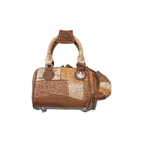 BREAKDANNY Top Grain Cow Leather Boston Bag One Shoulder Handbags Medium Size Women's Coffee