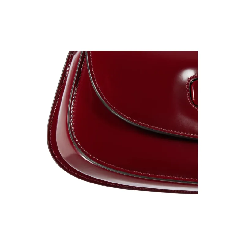 GUCCI Polished Leather Shoulder Bag, Crossbody Bag, Handbag Trumpets Women's Dark Red-6