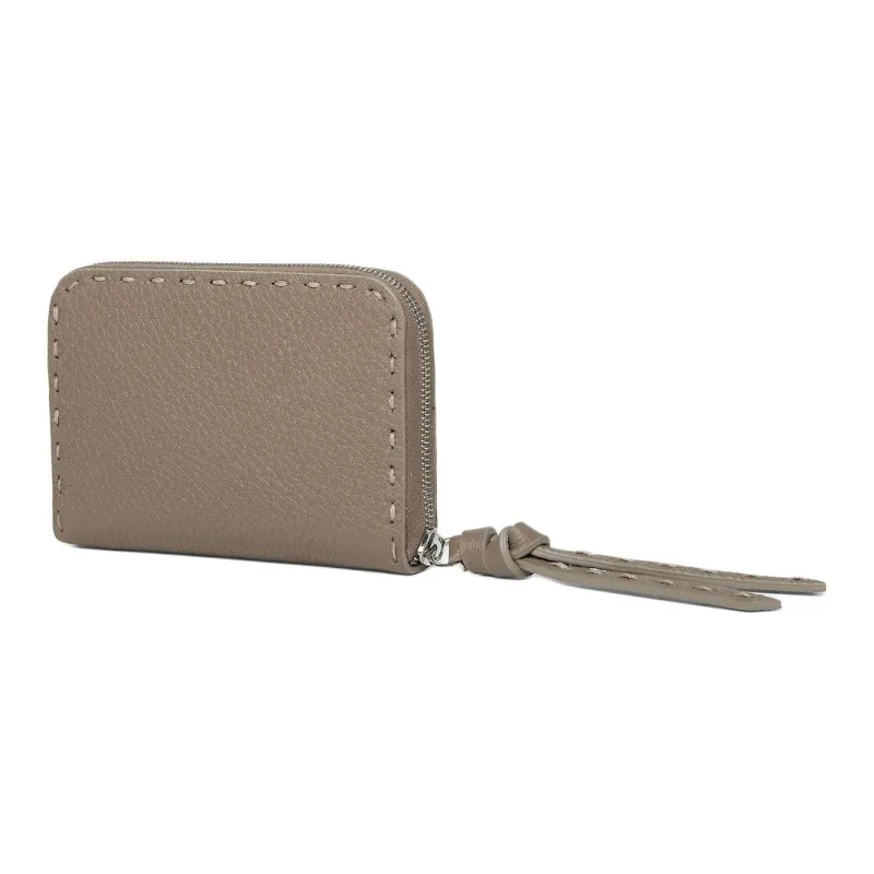 FENDI Peekaboo Calfskin Wallet Mini Women's Beige-1