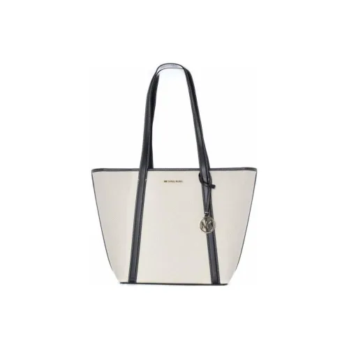 MICHAEL KORS Canvas Tote Bag, Shopping Bag, Shoulder Bag Women's White & Black