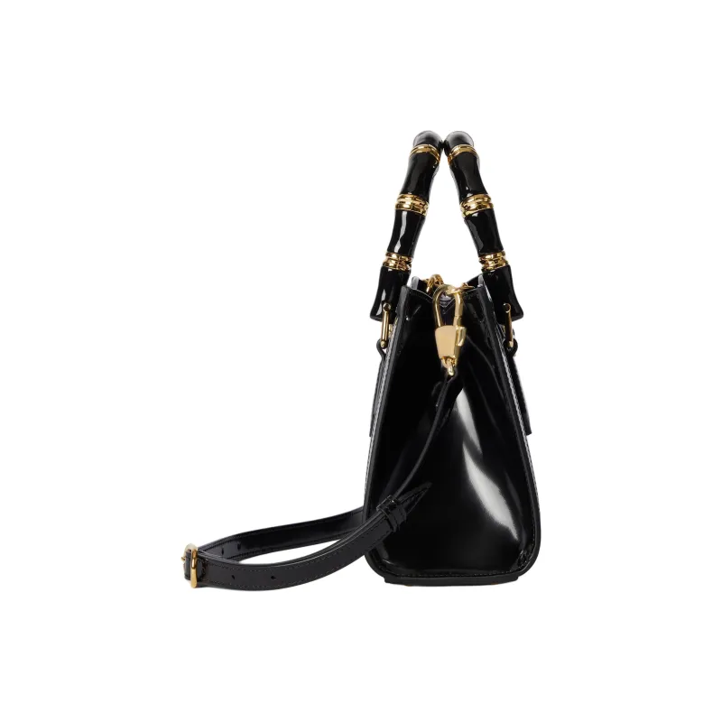 GUCCI Diana Leather Tote Bag Shopping Bag Shoulder Bag Crossbody Bag Handbag Mini Women's Black-2