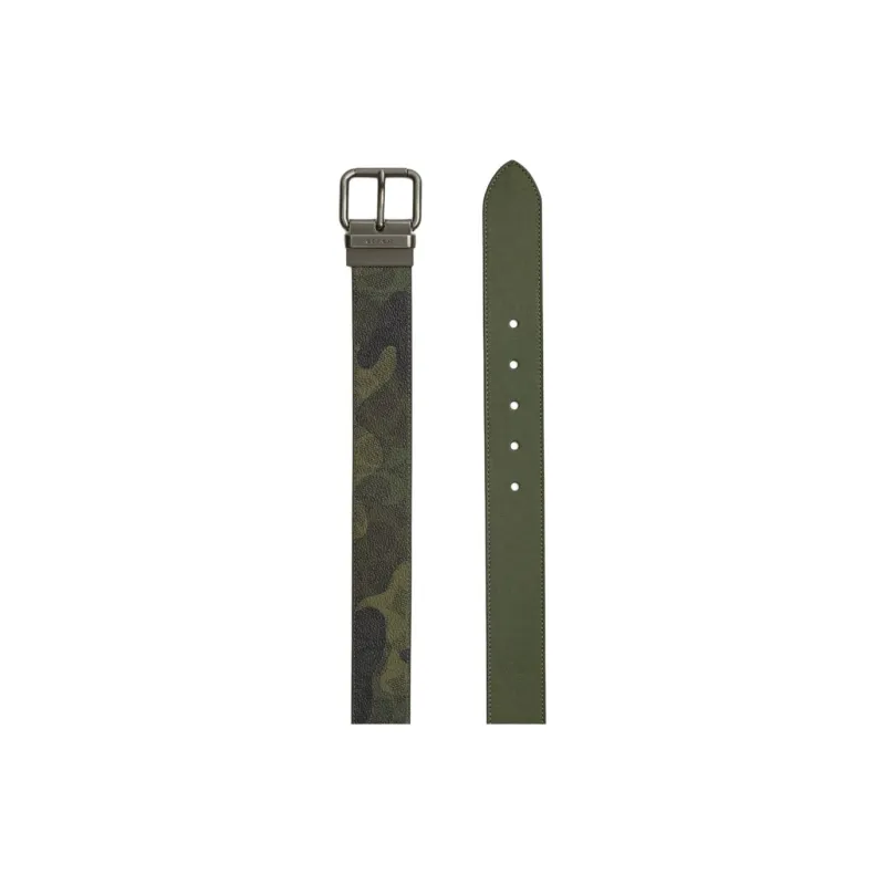 COACH Canvas, Calfskin Leather Belts Unisex Green Width 3.8cm-2