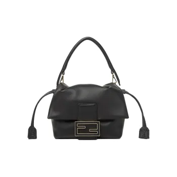 FENDI Baguette Nappa Leather Shoulder Bag Crossbody Bag Handbag Mini Women's Black