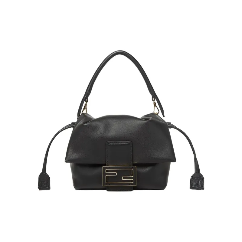FENDI Baguette Nappa Leather Shoulder Bag Crossbody Bag Handbag Mini Women's Black-0