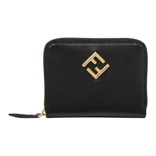 FENDI Calfskin Wallet Medium Size Women's Black
