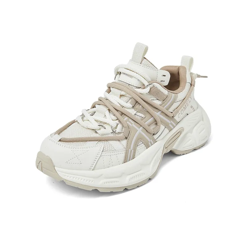 COMELY Chunky Sneakers Women's Low Top Beige/Apricot/Gray-1